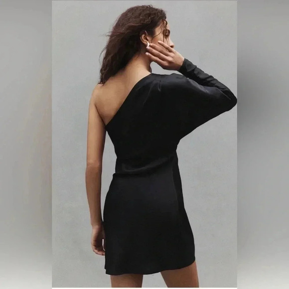 BHLDN Lucy High-Shine Satin One-Shoulder Mini Dress - Picture 3 of 9